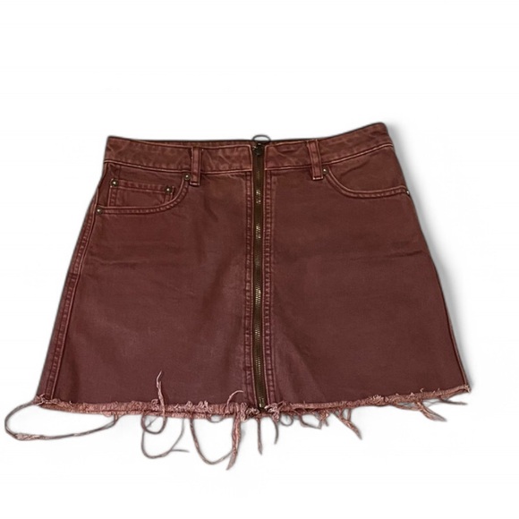 We The Free (Free People) Zip It Up Mini brown denim skirt, Size 26/2. - Picture 3 of 10
